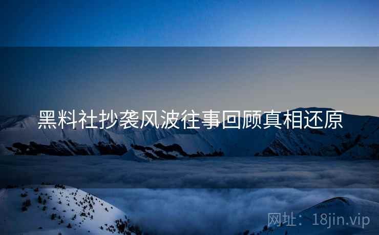 黑料社抄袭风波往事回顾真相还原