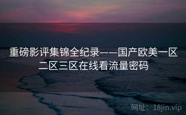 重磅影评集锦全纪录——国产欧美一区二区三区在线看流量密码