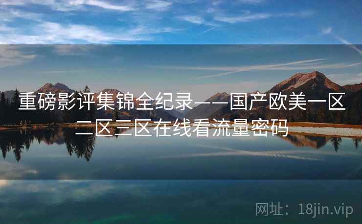 重磅影评集锦全纪录——国产欧美一区二区三区在线看流量密码
