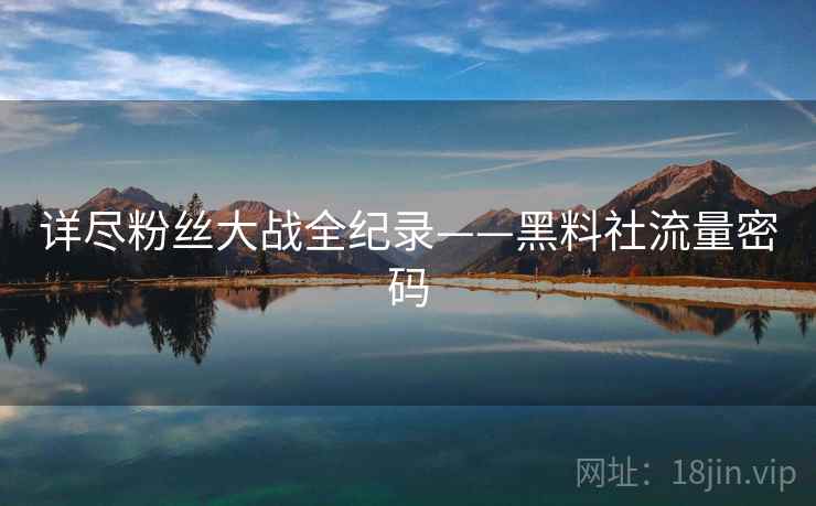 详尽粉丝大战全纪录——黑料社流量密码
