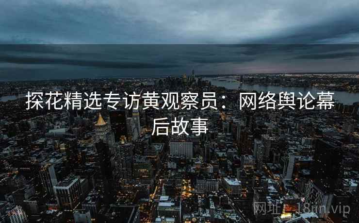 探花精选专访黄观察员：网络舆论幕后故事