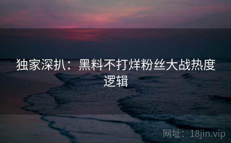 独家深扒：黑料不打烊粉丝大战热度逻辑
